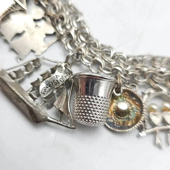 Vintage Sterling Silver Charm Bracelet Huge Travel Collection Rare 1950s 60s MCM - Picture 13 of 16